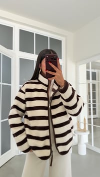 Kahve Çizgili Polar Sweatshirt GAUS-02288 GAUS-01916GAUSSWEATSHIRTGAUS-02288
