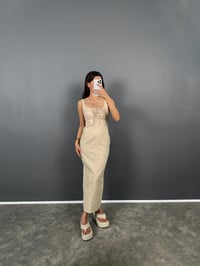 Forel Taş Arka Yırtmaçlı Gabardin ElbiseGausELBİSEGU008783
