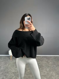 Mio Siyah Kayık Yaka Triko KazakGausKAZAKGU002714