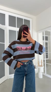 Mavi Şeritli Baskılı Sweatshirt GAUS-02121 GAUS-02311GAUSSWEATSHIRTGAUS-02311