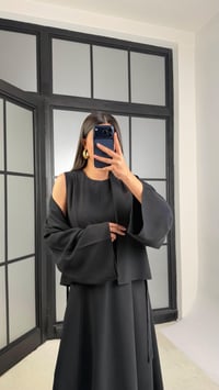 Siyah Kuşaklı Ceket Elbise Premium Tencel Takım GAUS-01165GAUSTAKIMGAUS-01165