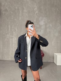 Dany Siyah Lacivert Çizgili Astarlı Kaşe Blazer CeketGausCEKETGU100571