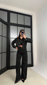 Siyah Premium Taşlı Denim İkili Takım GAUS-01191GAUSTAKIMGAUS-01191