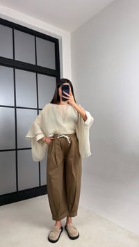 Cappuccino Beli Lastikli Muadil Pantolon GAUS-01119GAUSPANTOLONGAUS-01119