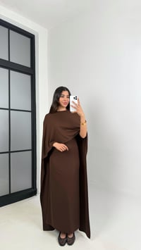 Acı Kahve Pelerinli Elbise Modal Premium Takım Gaus00625GausTAKIMGU1002459
