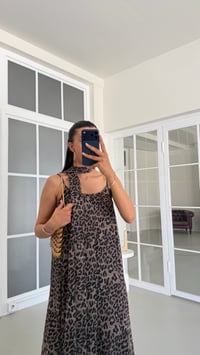 Leopar Fularlı Ayarlanabilir Askılı Astarlı Elbise GAUS-01682GAUSELBİSEGAUS-01682