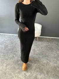 Siyah İspanyol Kol Maxi Pirinç Örgü Triko  ElbiseGausELBİSEGU003045