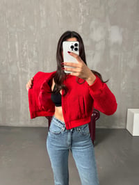 Suzi Kırmızı Tüvit Kısa CeketGausCEKETGU00903962