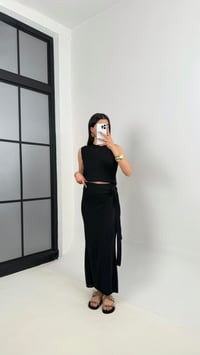 Siyah Etekli Pantolon Sıfır Kol Triko Takım Gaus00399GausTAKIMGU1001937