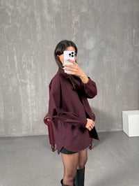 Zela Bordo Pamuklu Oversize GömlekGausGÖMLEKGU100246