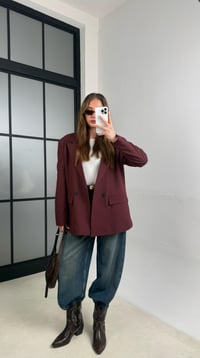 Bordo Astarlı Vatkalı Cep Detaylı Blazer Ceket GAUS-01158GAUSCEKETGAUS-01158