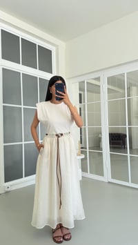 Krem TWST Model Kemerli Elbise GAUS-01697GAUSELBİSEGAUS-01697