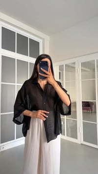 Siyah Kısa Kollu Transparan Gömlek GAUS-01699GAUS القمصان GAUS-01699