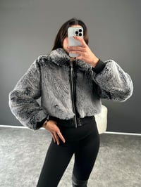 Gri Kısa Kürk Bomber Ceket GausMONTGU002924