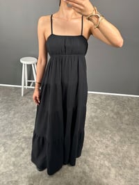 Roderika Siyah Müslin Astarlı Uzun Askılı ElbiseGausELBİSEGU008197
