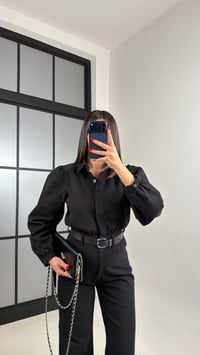 Siyah Kemerli Premium Denim Tulum GAUS-00673GAUSTULUMGAUS-00673