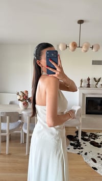 Krem Halter Yaka Gold Toka Detaylı Bluz Etek İkili Premium Takım GAUS-01631GAUSTAKIMGAUS-01631