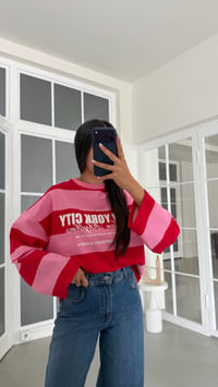 Pembe Şeritlı Baskılı Sweatshirt GAUS-02121 GAUS-02198GAUSSweatshirtGAUS-02198