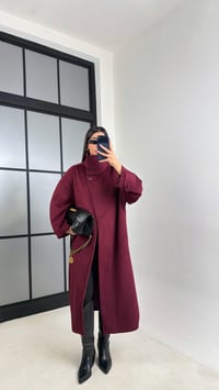 Mürdüm Dik Yaka Astarlı Kaban GAUS-00846GAUSKABANGAUS-00846