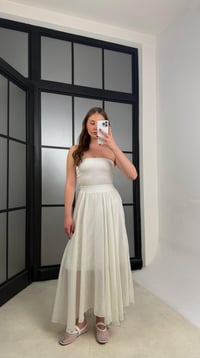 Ekru Beli Lastikli Astarlı Şifon Etek GAUS-01266GAUSETEKGAUS-01266