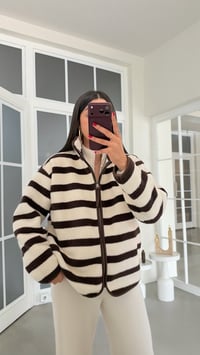 Kahve Çizgili Polar Sweatshirt GAUS-02288 GAUS-01916GAUSSWEATSHIRTGAUS-02288