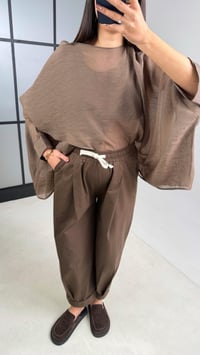 Kahve Beli Lastikli Muadil Pantolon GAUS-01119GAUSPANTOLONGAUS-01119