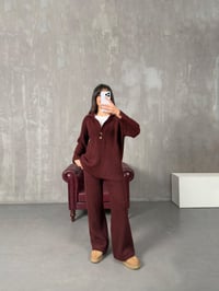 Sise Bordo Polo Yaka Fitilli Triko TakımGausTAKIMGU100124