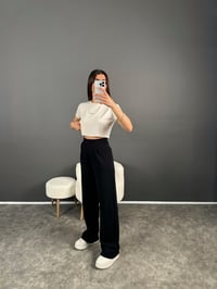 Riona Siyah Cırt Bantlı Pantolon GausPANTOLONGU007318