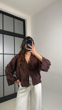 Acı Kahve Zenit Püskül Detaylı Bağlamalı Keten  Gömlek GAUS-01147GAUSGÖMLEKGAUS-01147