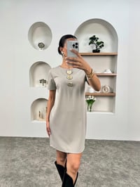 Marie Taş Gold Düğmeli Bisiklet Yaka ElbiseGausELBİSEGU00903458