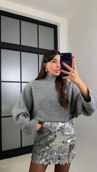 Gri Balıkçı Yaka Yarasa Kol Triko Kazak GAUS-00928GAUSKAZAKGAUS-00928