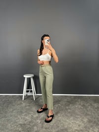 Elvin Haki Hasır Kemerli Beli Lastikli PantolonGausPANTOLONGU008191