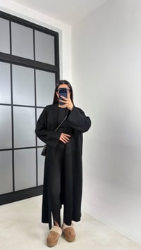 Siyah Oversize Maxi Boy Triko Hırka GAUS-00728GAUSCardiganGAUS-00728