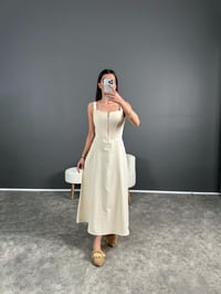 Ekru Korseli Fermuarlı Gabardin Elbise GausELBİSEGU004582