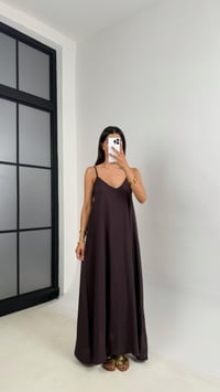 Kahve Ayarlanabilir Askılı Astarlı Tencel Elbise Gaus00690GausELBİSEGU1002594