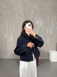 Luz Lacivert Önden Bağlamalı Denim CeketGausCEKETGU100960