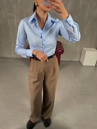 Kahve Kemerli İthal Kumaş Palazzo Pantolon Gaus00090GausPANTOLONGU1001212