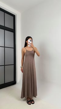 Kahve Yıkamalı Basic Ayarlanabilir Askılı Modal Kumaş Elbise Gaus00472GausELBİSEGU1002104