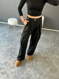 Roy Siyah Kargo Cepli Pensli Pantolon GausPANTOLONGU002481