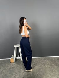 Fado Lacivert Kumaş Palazzo PantolonGausPANTOLONGU008866