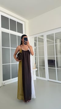 Çok Renkli Ayarlanabilir Askılı Astarlı Bloklu Elbise GAUS-01716GAUSELBİSEGAUS-01716