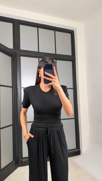 Siyah Beli Ayarlanabilir Vatkalı Bluz Eşofman Takım GAUS-01404GAUSTAKIMGAUS-01404