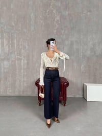 Lacivert Kesik Paça Kemerli Jean Gaus00049GausDENİM PANTOLONGU1001106