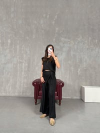 Siyah Etekli Pantolon Sıfır Kol Triko Takım Gaus00174GausTAKIMGU1001403