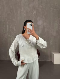 Beyaz Yaka Fisto İşlemeli Pinterest Gömlek Gaus00108GausGÖMLEKGU1001240