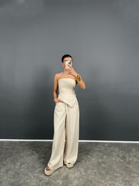 Spino Taş Gabardin Crop Bol Paça Pantolon TakımGausTAKIMGU008558