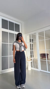 Lacivert Beli Lastikli Geniş Paça Jean GAUS-01876 GAUS-02035GAUSDENİM PANTOLONGAUS-02035