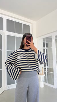 Lacivert Şeritli Baskılı Sweatshirt GAUS-02121 GAUS-02259GAUSSWEATSHIRTGAUS-02259