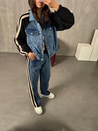 Gong Siyah Denim Karışımlı Şeritli TakımGausTAKIMGU00904033