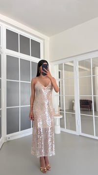 Bej Ayarlanabilir Askılı Astarlı Pullu Etek GAUS-01684GAUSELBİSEGAUS-01684